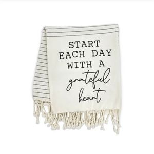 Striped 100% Cotton White & Gray Throw